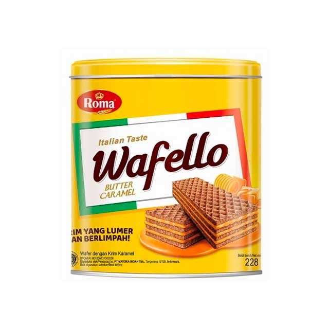 ROMA WAFELLO BUTTER CARAMEL TIN 234G – Lotte Grosir Cibitung | Lotte ...